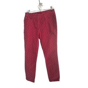 Boden Size 6 Red Patterned Button Fly Jeans